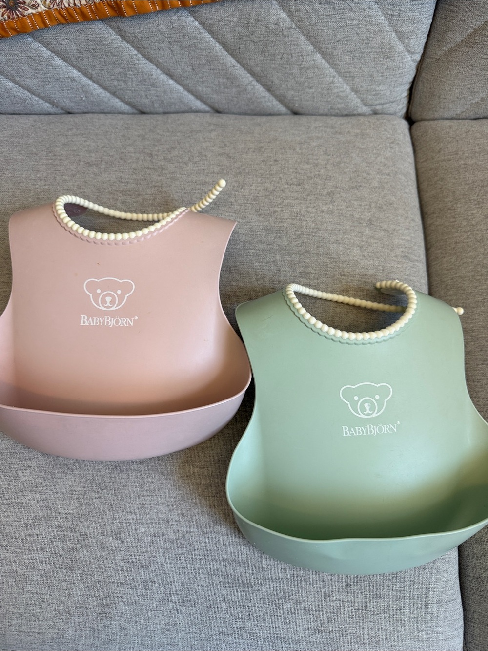 Waterproof Silicone Bibs — Pink & Green Set